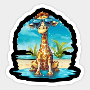 Sandy Safari: Giraffin' at the Beach Sticker